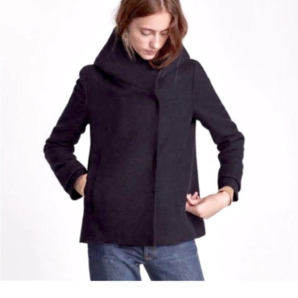 ZARA Wool Hooded Jacket Coat Small
